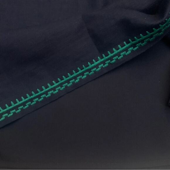 J. Crew Floral Embroidered Navy Blue Green Linen Sleeveless Short Shift Dress XS - Picture 5 of 12